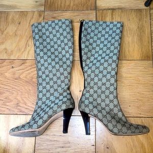 Gucci Beige and Black Heeled Boots